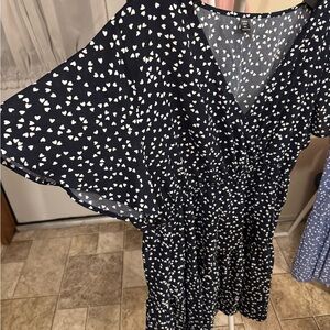 SHEIN Navy Heart Pattern Long Sleeve Dress